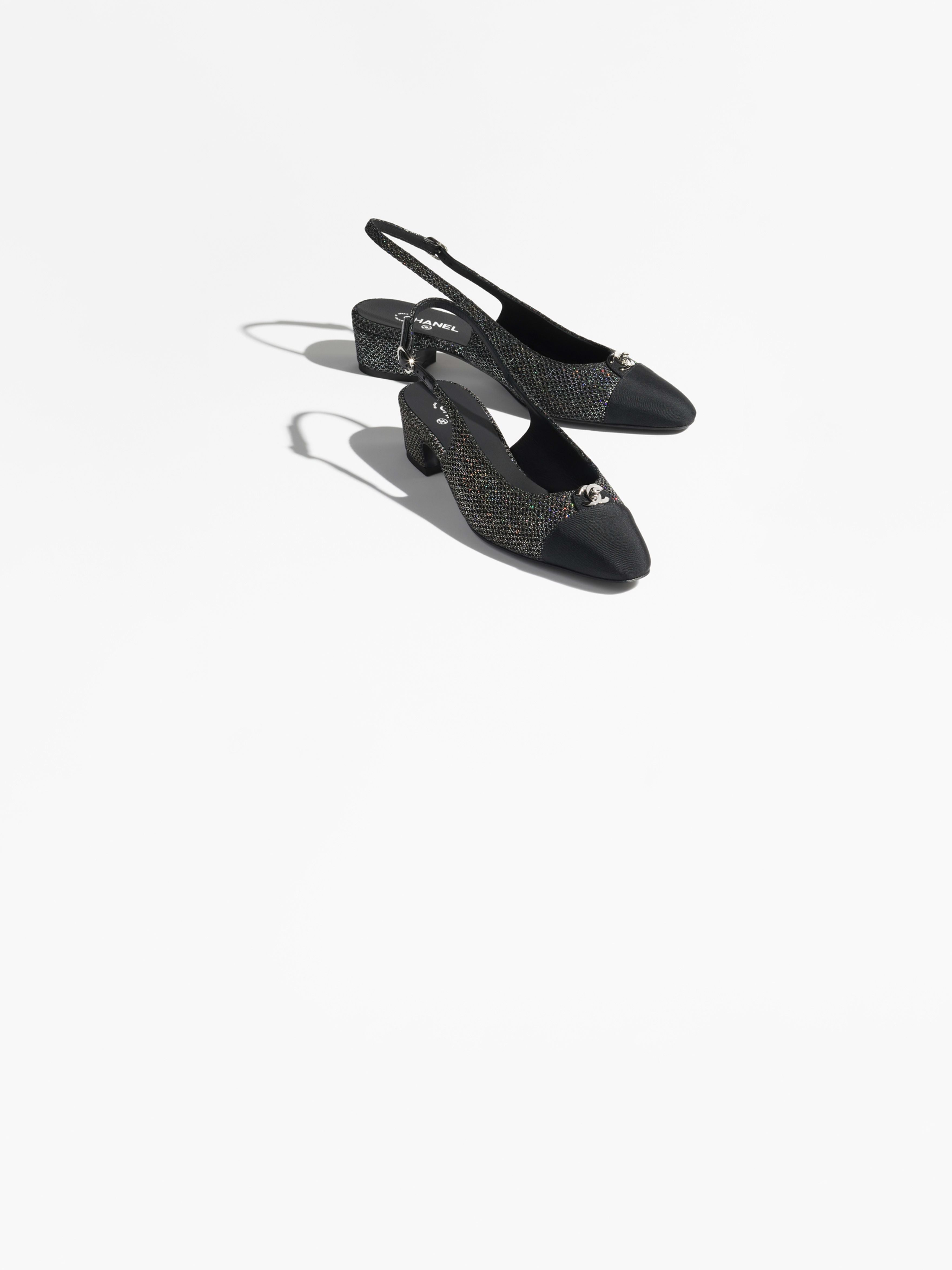 Slingbacks - Black & Multicolour - Glitter Fabric & Grosgrain - artistique view 1 large